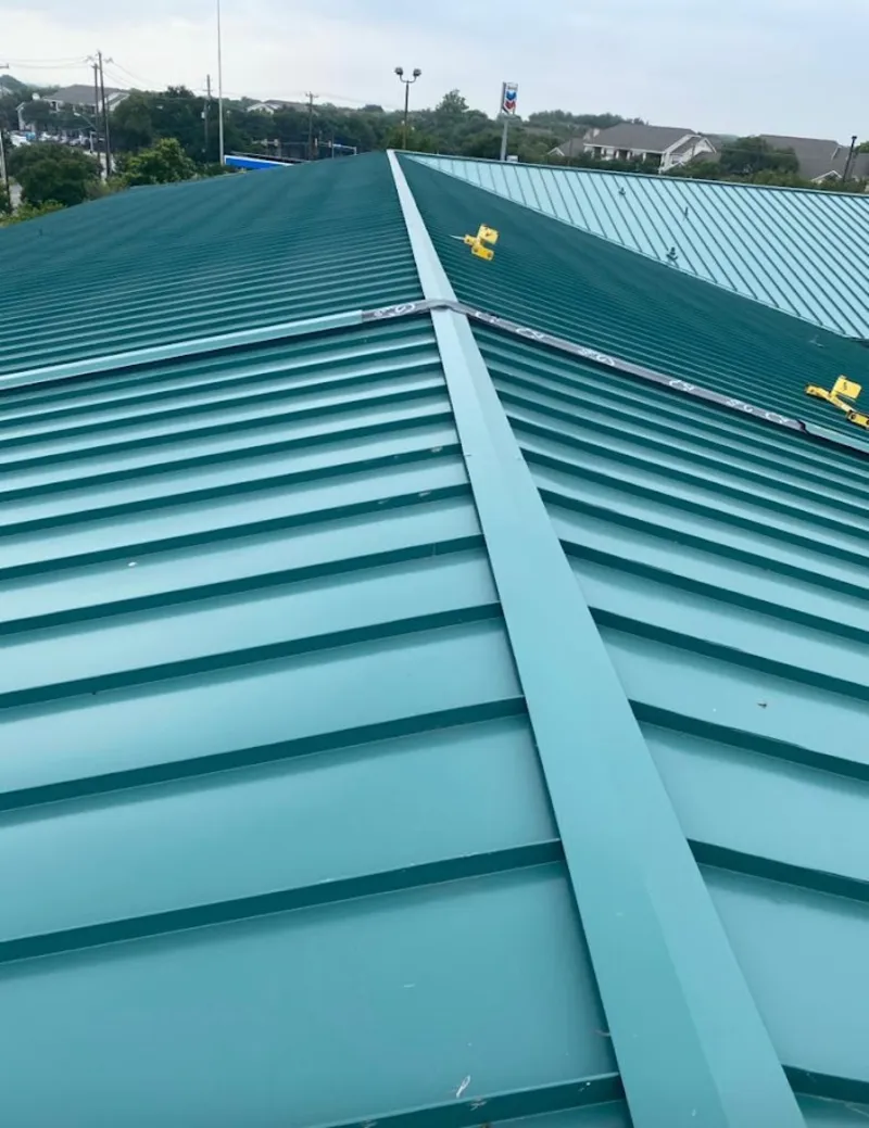 Green commercial metal roof ridge and valley for Metal Roof Repair in Commerce